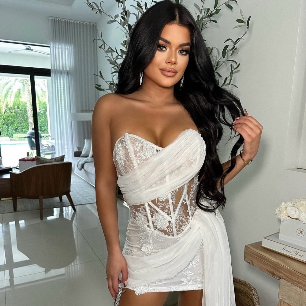 White Lace Corset Dress